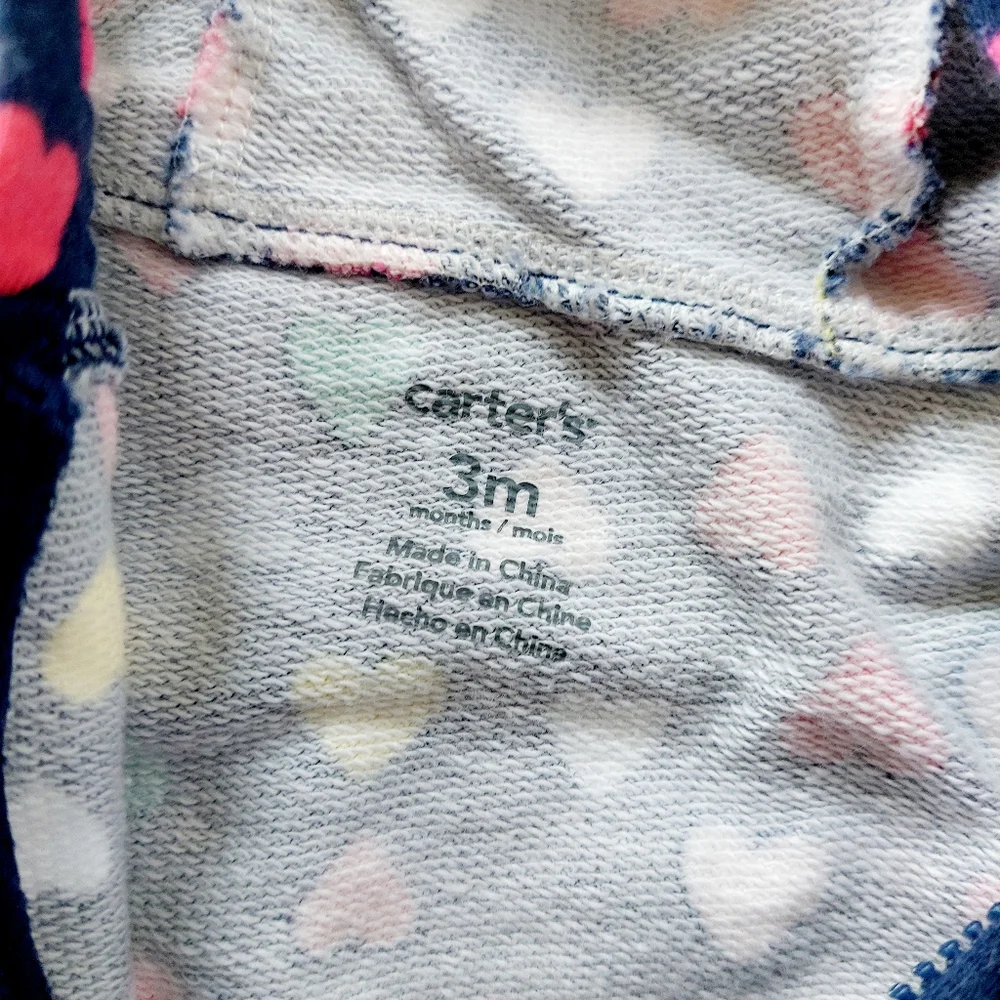 Rainbow Heart Fleece Jumpsuit with Hood size 3 months Carters‎
